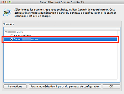 figure : écran Paramètres de numérisation à partir d'un PC